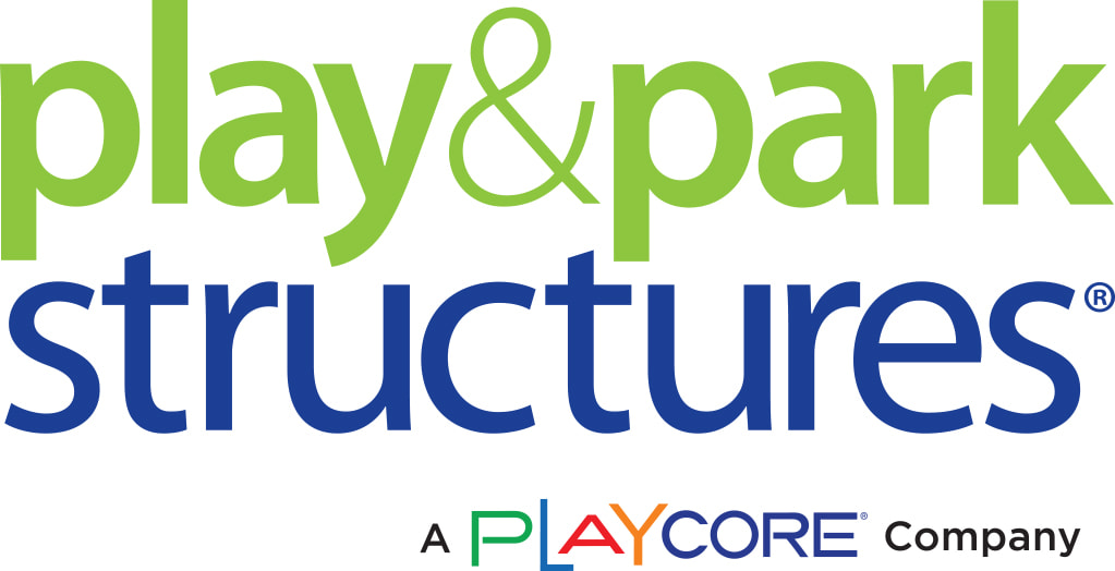 Play and park structures logo in green and blue letters